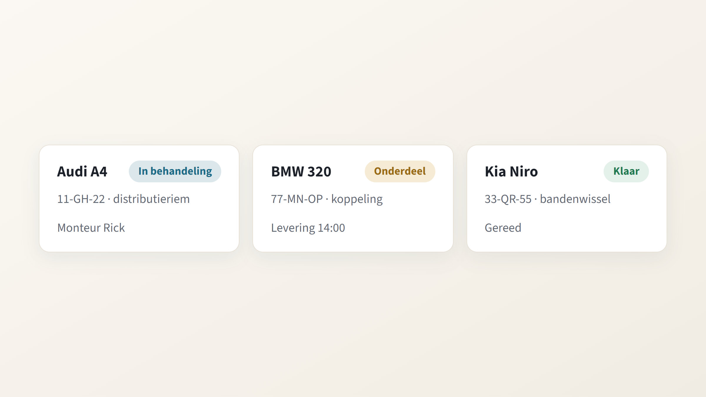 Garage werkplaats, werkbon, kanban en klant-portaal