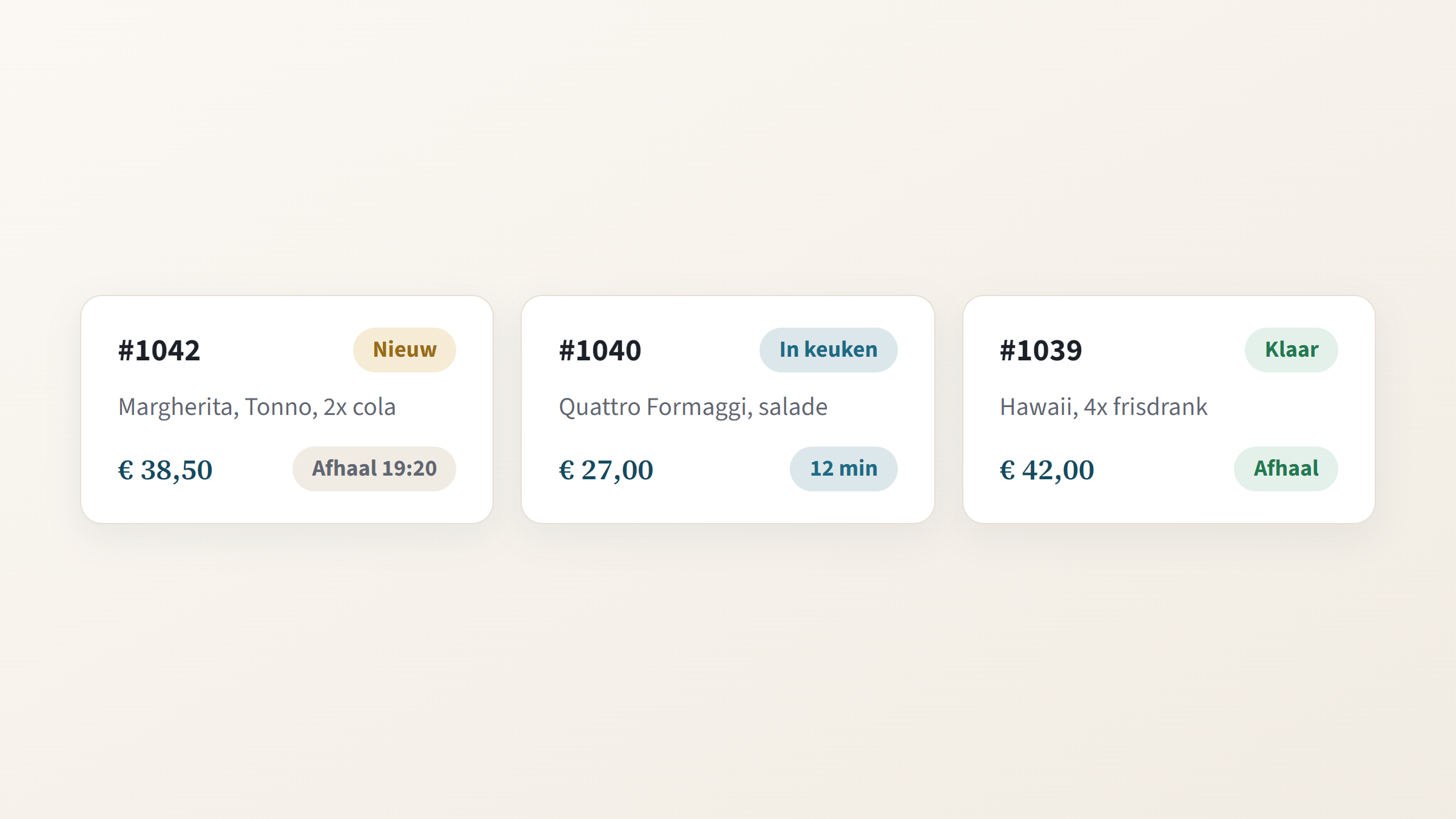 Restaurant met digitale orderflow op tafel en in keuken